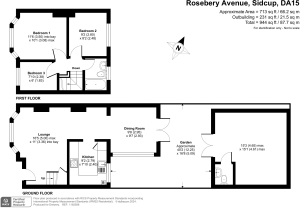 Floor Plan Image for 3 Bedroom Terraced House for Sale in Rosebery Avenue, Sidcup, DA15 8HZ