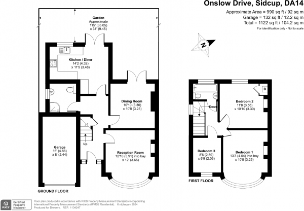 Floor Plan Image for 3 Bedroom Semi-Detached House for Sale in Onslow Drive, Sidcup, DA14 4PB