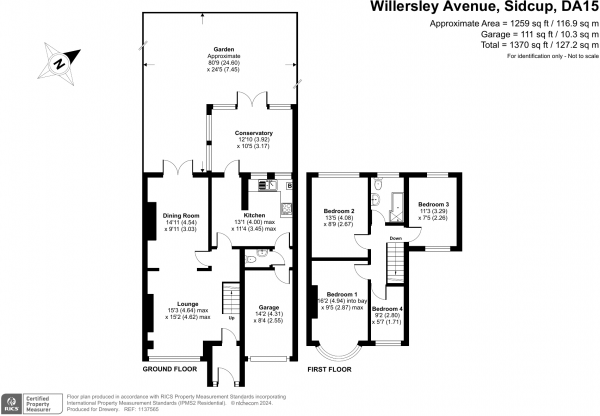 Floor Plan Image for 4 Bedroom Semi-Detached House for Sale in Willersley Avenue, Sidcup, DA15 9EG