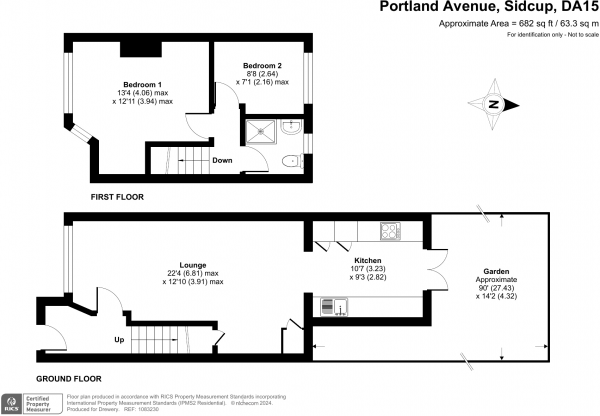 Floor Plan Image for 2 Bedroom Terraced House for Sale in Portland Avenue, Sidcup, DA15 9HA