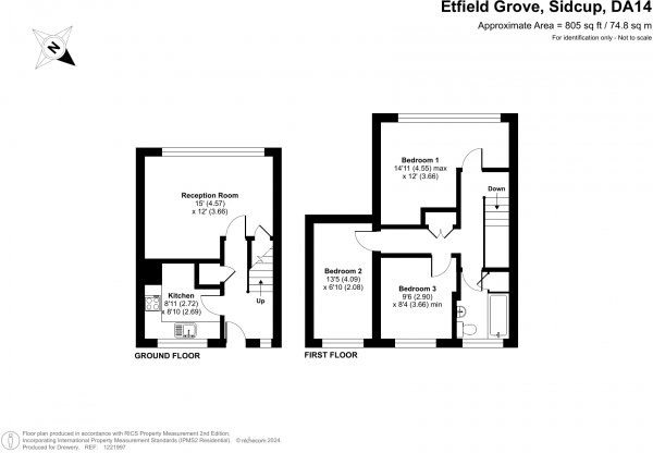 Floor Plan Image for 3 Bedroom Flat for Sale in Etfield Grove, Sidcup, DA14 6LN