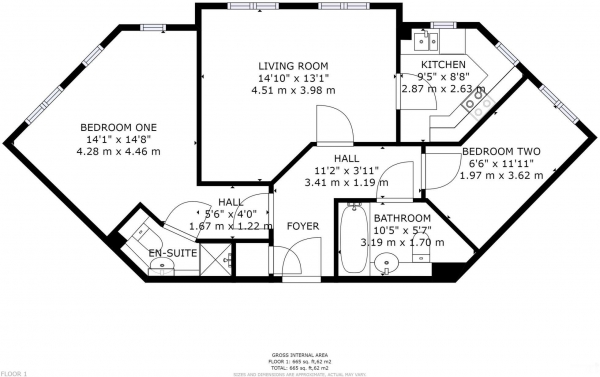 Floor Plan Image for 2 Bedroom Flat to Rent in Stanley Close, New Eltham, SE9 2BB