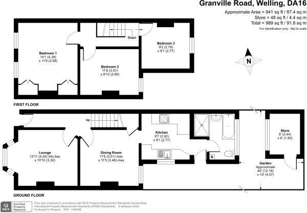 Floor Plan Image for 3 Bedroom Terraced House for Sale in Granville Road, Welling, DA16 1SQ