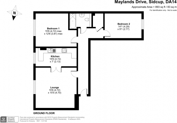 Floor Plan Image for 2 Bedroom Flat for Sale in Maylands Drive, Sidcup, DA14 4BF