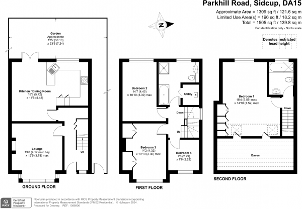 Floor Plan for 4 Bedroom Semi-Detached House for Sale in Parkhill Road, Sidcup, DA15 7NW, DA15, 7NW - Offers Over &pound680,000