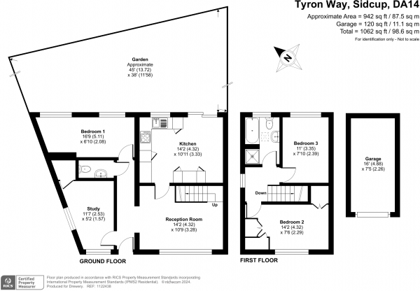 Floor Plan Image for 4 Bedroom End of Terrace House for Sale in Tyron Way, Sidcup, DA14 6AZ