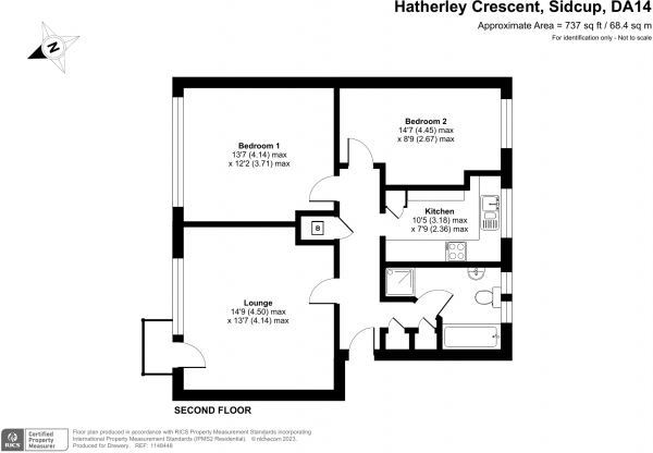 Floor Plan Image for 2 Bedroom Flat for Sale in Hatherley Crescent, Sidcup, DA14 4HX