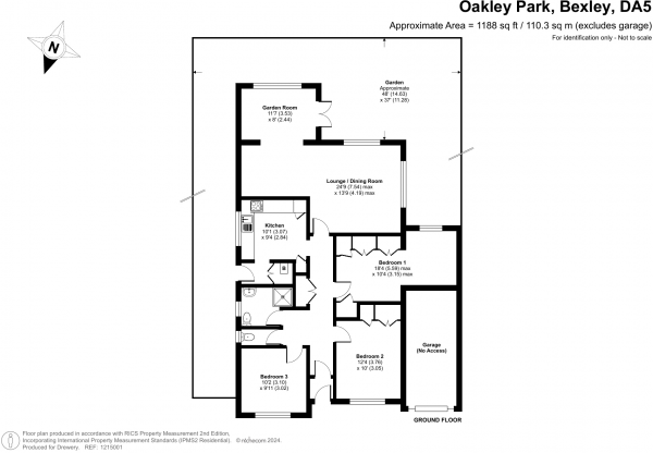 Floor Plan Image for 3 Bedroom Detached Bungalow for Sale in Oakley Park, Bexley, DA5 3EG