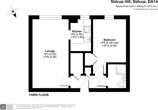 Floor Plan Image for 1 Bedroom Flat for Sale in Sidcup Hill, Sidcup, DA14 6HG