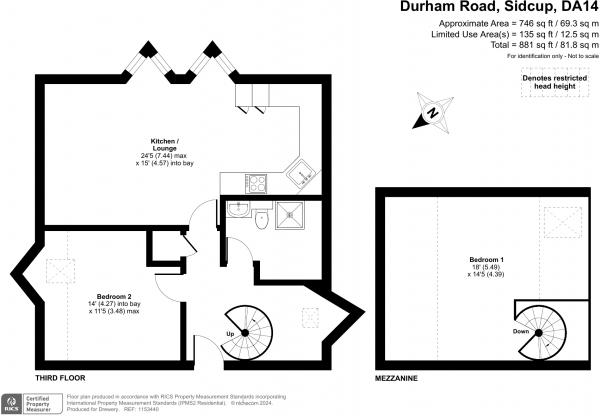 Floor Plan Image for 2 Bedroom Apartment for Sale in Durham Road, Sidcup, DA14 6LP