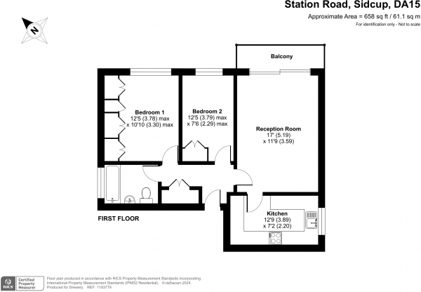 Floor Plan Image for 2 Bedroom Flat for Sale in Station Road, Sidcup, DA15 7DY