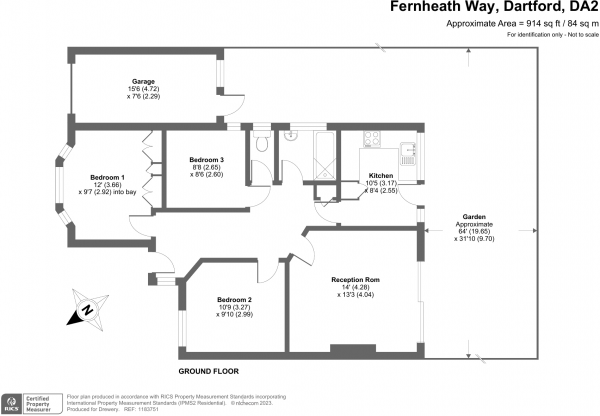 Floor Plan Image for 3 Bedroom Semi-Detached Bungalow for Sale in Fernheath Way, Dartford, DA2 7PF