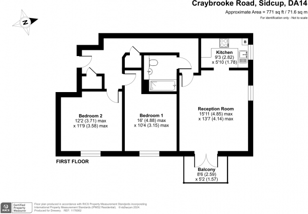 Floor Plan Image for 2 Bedroom Flat for Sale in Craybrooke Road, Sidcup, DA14 4HL