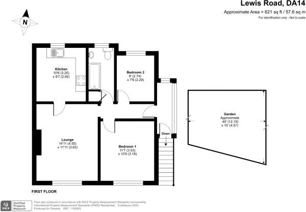 Floor Plan Image for 2 Bedroom Maisonette for Sale in Lewis Road, Sidcup, DA14 4NB