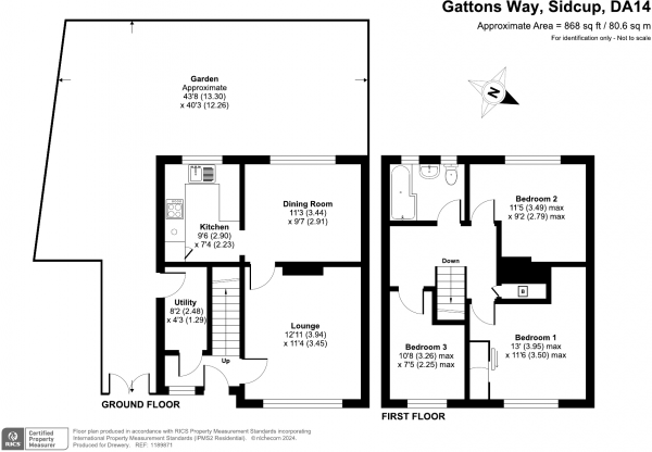 Floor Plan Image for 3 Bedroom Semi-Detached House for Sale in Gattons Way, Sidcup, DA14 5EW