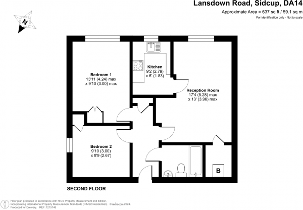 Floor Plan Image for 2 Bedroom Flat for Sale in Lansdown Road, Sidcup, DA14 4EN