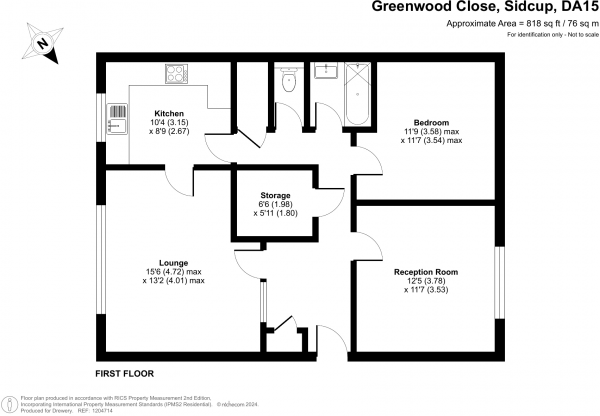 Floor Plan Image for 2 Bedroom Flat for Sale in Greenwood Close, Sidcup, DA15 9AD