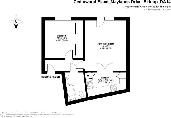 Floor Plan Image for 1 Bedroom Flat for Sale in Maylands Drive, Sidcup, DA14 4BF