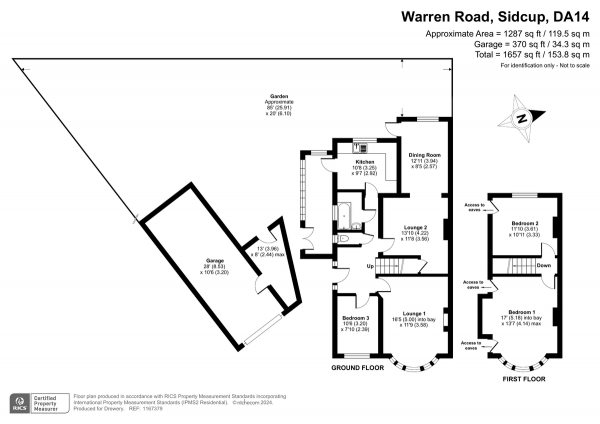 Floor Plan Image for 3 Bedroom Detached House for Sale in Warren Road, Sidcup, DA14 4NH