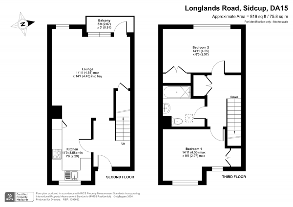 Floor Plan Image for 2 Bedroom Property for Sale in Longlands Road, Sidcup, DA15 7LX