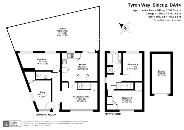 Floor Plan Image for 3 Bedroom Detached House for Sale in Tyron Way, Sidcup, DA14 6AZ