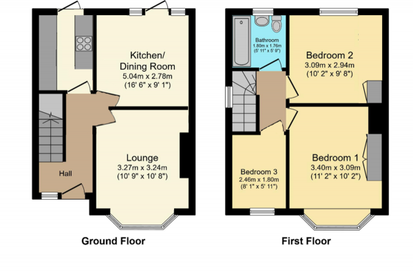 Floor Plan Image for 3 Bedroom Detached House to Rent in Jevington Way, London, SE12 9NG