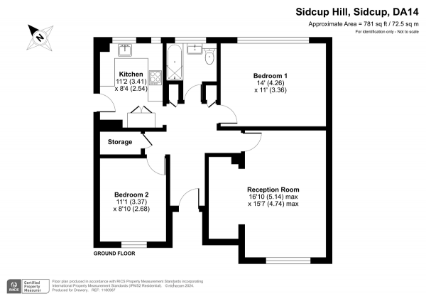 Floor Plan Image for 2 Bedroom Property for Sale in Sidcup Hill Gardens, Sidcup, DA14 6JP