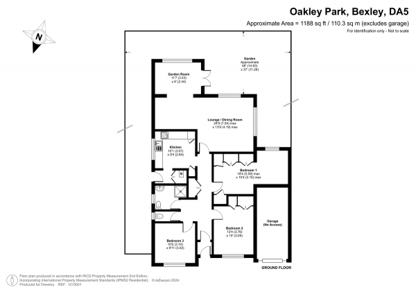 Floor Plan Image for 3 Bedroom Bungalow for Sale in Oakley Park, Bexley, DA5 3EG