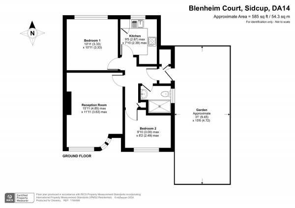 Floor Plan Image for 2 Bedroom Property for Sale in Blenheim Court, Sidcup, DA14 6QQ