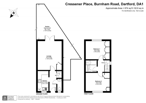 Floor Plan for 2 Bedroom Detached House for Sale in Burnham Road, Dartford, DA1 5GR, Dartford, DA1, 5GR -  &pound350,000