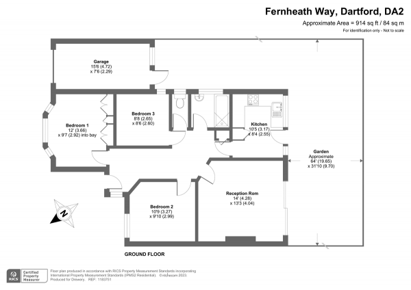 Floor Plan Image for 3 Bedroom Bungalow for Sale in Fernheath Way, Dartford, DA2 7PF