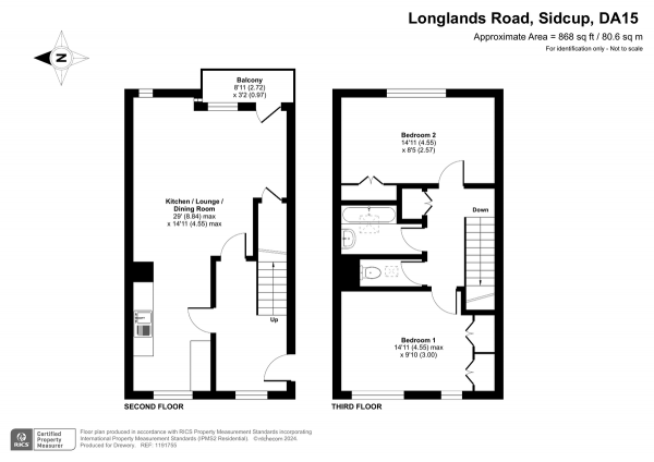 Floor Plan Image for 2 Bedroom Property for Sale in Longlands Road, Sidcup, DA15 7LY