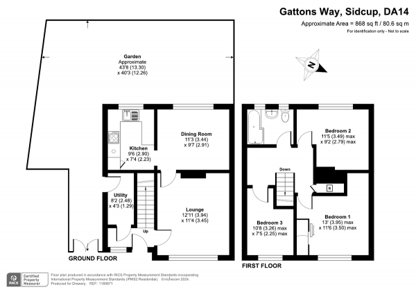 Floor Plan Image for 3 Bedroom Detached House for Sale in Gattons Way, Sidcup, DA14 5EW