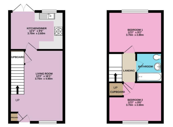 Floor Plan Image for 2 Bedroom Detached House to Rent in Larch Grove, Sidcup, DA15 8WQ