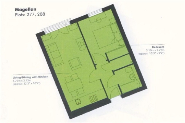 Floor Plan Image for 1 Bedroom Property to Rent in Black Eagle Drive, Northfleet, DA11 9AQ