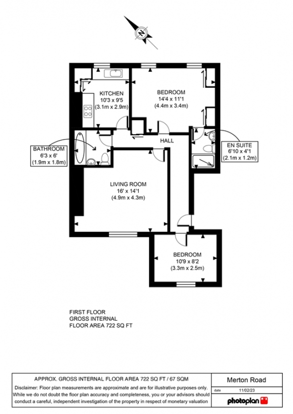 Floor Plan for 2 Bedroom Flat for Sale in Merton road, Wimbledon, London, SW19 1EE, SW19, 1EE - OIRO &pound395,000