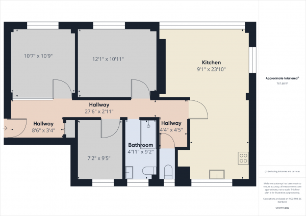 Floor Plan Image for 3 Bedroom Flat to Rent in Southmead Road, London,SW19