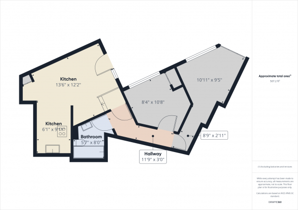 Floor Plan Image for 2 Bedroom Flat to Rent in Caxton Road, Wimbledon, London