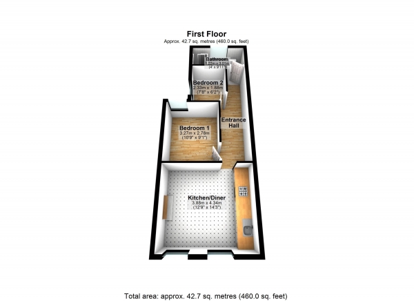 Floor Plan Image for 2 Bedroom Flat for Sale in Norman Road, Leytonstone