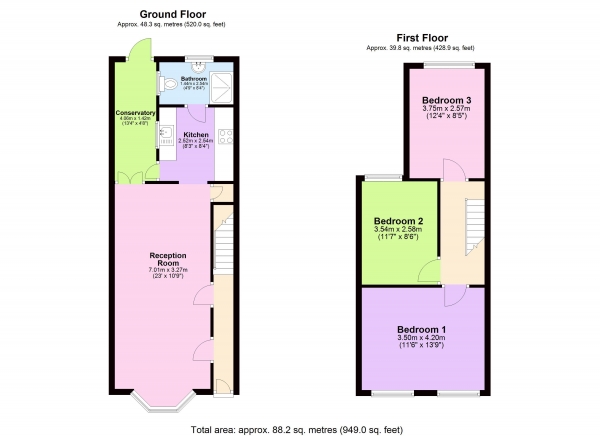 Floor Plan for 3 Bedroom Terraced House for Sale in Blackhorse Lane, , E17, 5QH - Guide Price &pound525,000