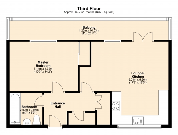 Floor Plan Image for 1 Bedroom Property for Sale in Ruckholt Road,