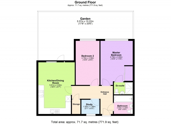 Floor Plan for 2 Bedroom Property for Sale in Ruckholt Road, , E10, 5FA - Guide Price &pound500,000