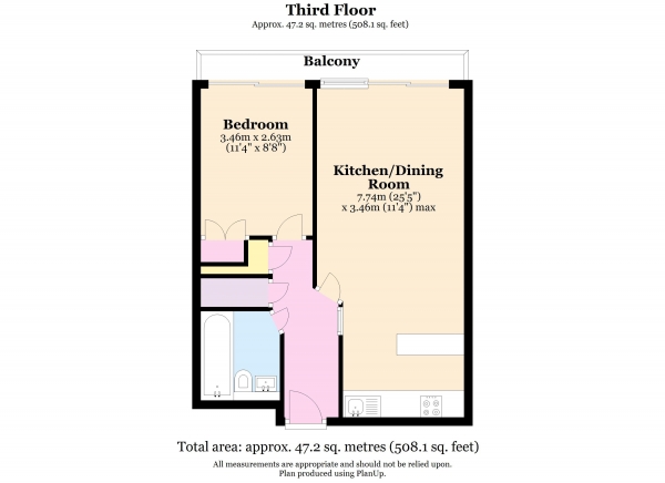 Floor Plan Image for 1 Bedroom Flat for Sale in South Wharf Road,