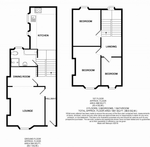 Floor Plan Image for 3 Bedroom Terraced House for Sale in Upton Road, Torquay, TQ1 4AG