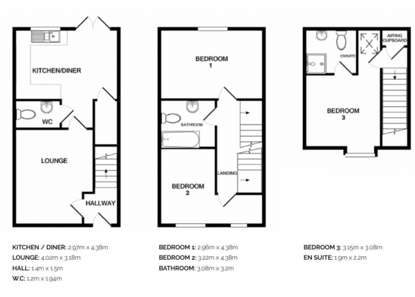 Floor Plan Image for 3 Bedroom Terraced House for Sale in Plot 18, Sudbrook, Caldicot REF#00011060