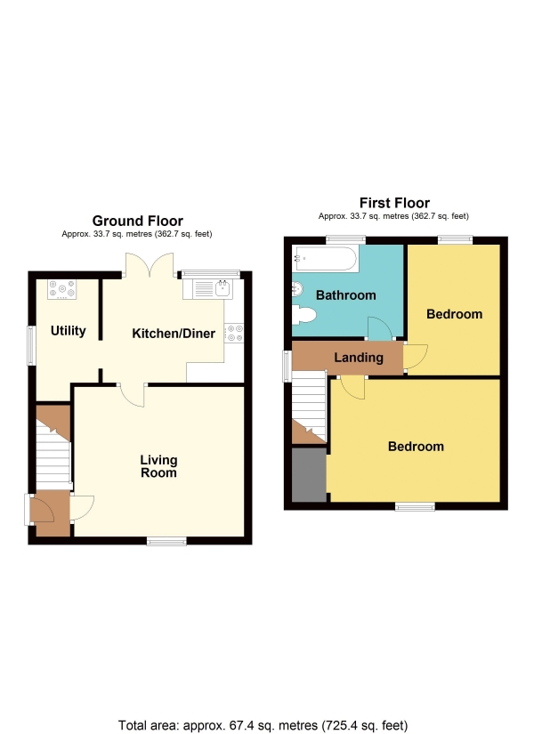 Floor Plan Image for 2 Bedroom Semi-Detached House for Sale in Westway, Caldicot - REF# 00017394