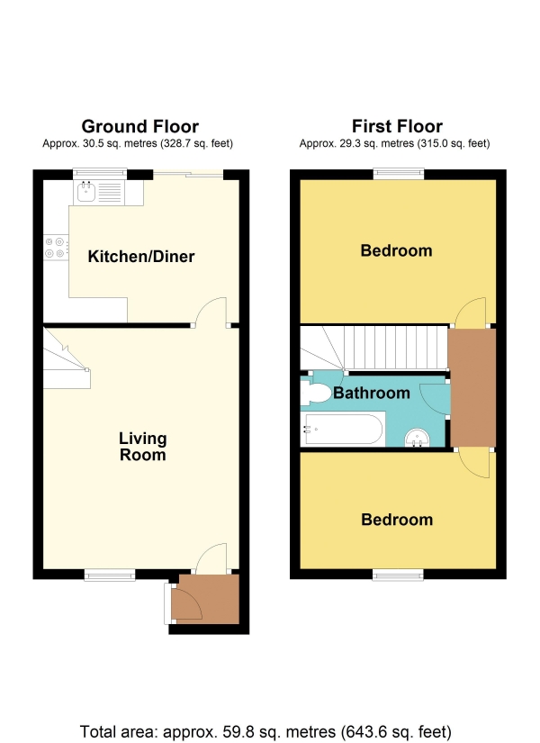 Floor Plan Image for 2 Bedroom Terraced House for Sale in Whitechapel Walk, Caldicot - REF# 00017500