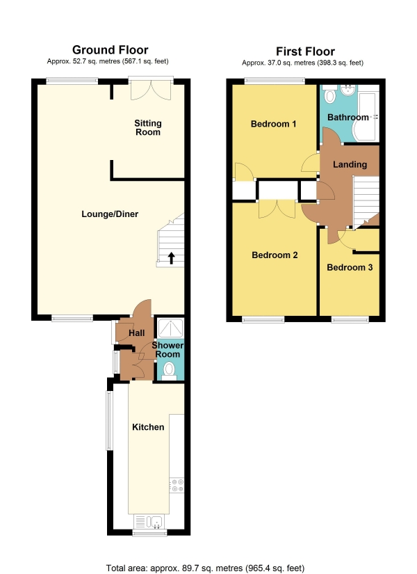 Floor Plan Image for 3 Bedroom End of Terrace House for Sale in Oak Close, Chepstow - REF#00018479