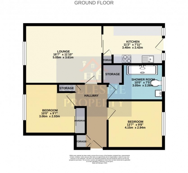 Floor Plan Image for 2 Bedroom Ground Flat for Sale in 19 Blair Terrace,Stenhousemuir,Larbert