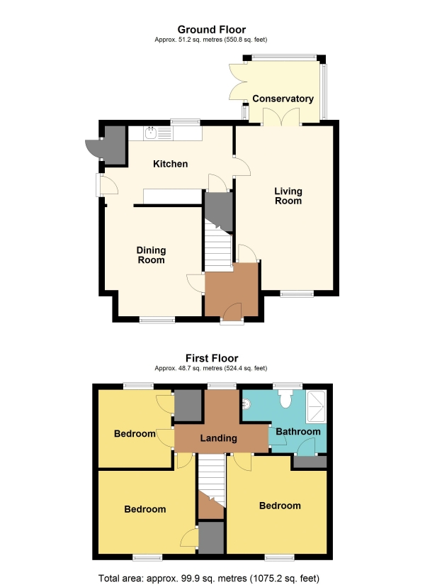 Floor Plan Image for 3 Bedroom Semi-Detached House for Sale in Redbrook Avenue, Caerphilly - REF# 00009083